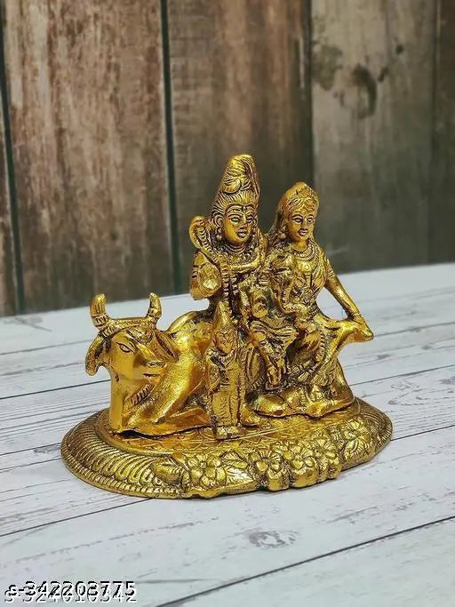 Haridwar Trends Shiv Parivar ki Murti, Shiv Parivar Murti, Shiv Parivar, Shiv Parivar Murti Handicraft metal shiv Parivar | shiva family with Kartik Ganesh home and office decor idol Idols & Figurines, Lord shiva and Parvati (9 x 8 x 12cm) sitting on Nand