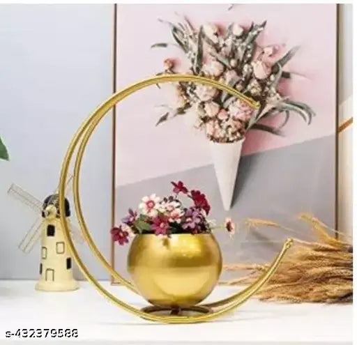 Trendy Metal  Decorative Moon Motif Tealight Candle Holders - Gold Finish (10 Inches)