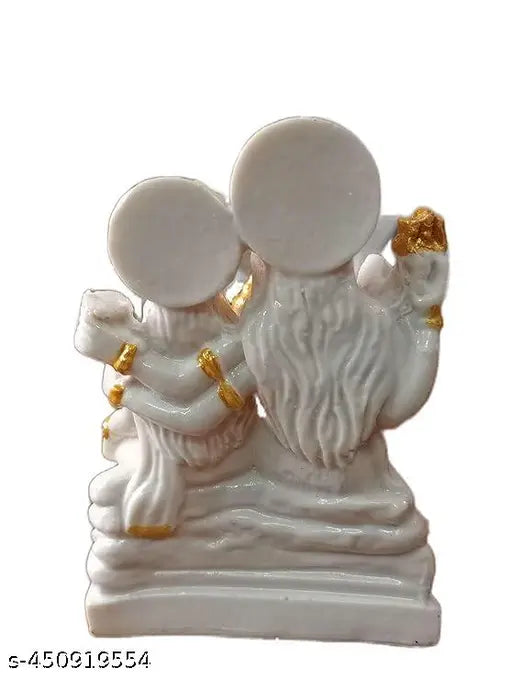 Shiva Parvati Ganesh Idol Shiv Parivar Murti Statue for Home Office Temple Mandir (White and Gold) Decoration for Home Decor and Office