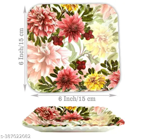 Set of 12 Melamine Snack Quarter Plates - Perfect Addition to Your Kitchen Utensils and Plates Collection