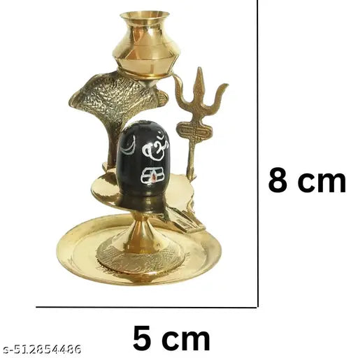 DARIDRA BHANJAN Metal Shivling, shiva set, shiv kit, shivling sheshnaag with trishul stand, Brass shivling, Shiv, Shiva Lingam, shivling Stand with Brass thali Plate.(Gold) Brass shivling shiva Vahan Nandi shiva puja