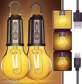 Hanging Rechargeable Camping Lamp Unbreakable Waterproof with Rechargeable Battery, 3 Light Modes, Decorative Design with Type C USB Charging pack of 1