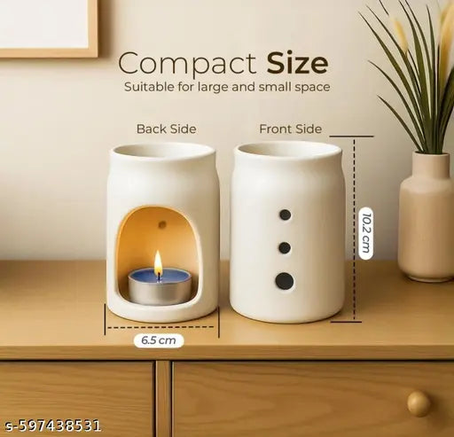 Blue Ceramic Aroma, Diffuser Set with Lavender Essential Oil & Tealight Candle | Home Fragrance Oil Burner for Relaxation, Stress Relief & Gifting