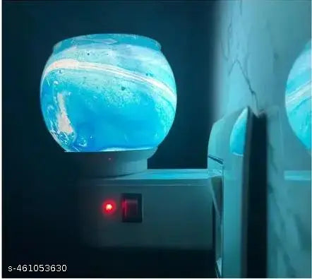 Trending Marble Blue Glass Electric Diffuser | Kapoor Dani | Kapur Dani | Glass Diffuser with On/Off Switch to Toggle Between Burner and Lamp | burner lamp | glass lamp | Night Lamp |trending lamp | gifting item | mosquito repellent | night bulb | night l