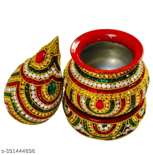 DMS RETAIL Plastic Decorated Samaiyu Lota and Nariyal - Set of 3