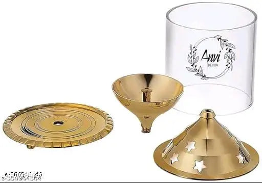 pure brass traditional akhand diya with borosilicate glass cover/ oil lamp/ puja deepam/ table deepak 4.9 inch hight golden