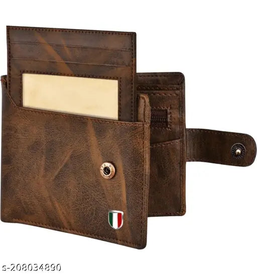 Attractive Men Rust Two Fold Leather Wallets