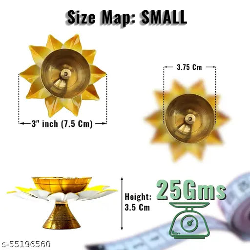 Lamina- Set of 6Pcs. Brass Lotus Diya (Oil Lamp) (Yellow, Pink, Blue Color| 3inches Diameter) for Gifting, Self-use, Home Decoration, Daily/Festive Worship- Diwali, Holi, Navratri, Karvachauth, Ganesh Chaturthi, Onam, Pongal, Sankranti, New Year, Wedding