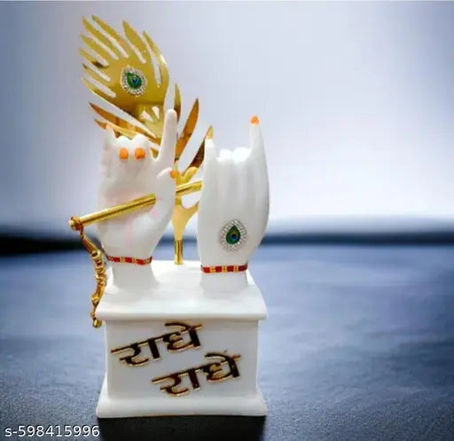 Chettrinyashi Gifts Mini Krishna Hand Idol For Car Dashboard & Office Table, God Statue Gift Purpose Decorative Showpiece - 9.5 cm  (Resin, White)