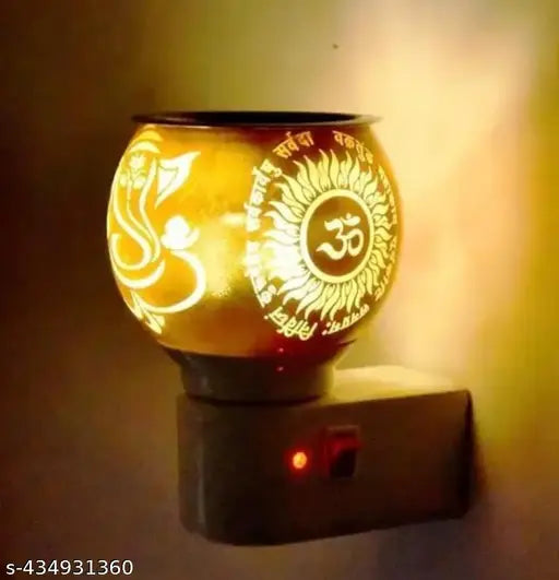 Ganesh Kapoordani , Kapurdani , Night Lamp With Kapoordani , Incence Holder , Dupdani , Bukhurdani ,Electric Ceramic Kapoor Dani Stand Kapur Incense Burner Oil Diffuser Cum Night Lamp With Switch For Mandir Gift Pack Of 1