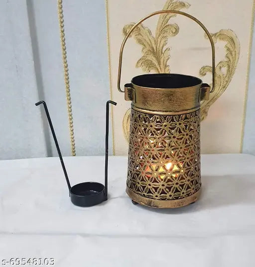 Gunendra Crafts Wrought Iron Handi Diya Lantern Candle Holder for Birthday,Diwali Decoration,TeaLight Candle Stand kit for Home,Room,Bedroom,Bathroom and mandir D?cor