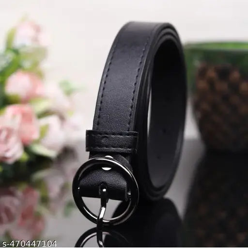 BLACK Ring Faux Leather Belt For Women's & Girls | Formal & Casual Belt For Ladies | Ring Belt For Ladies and womens