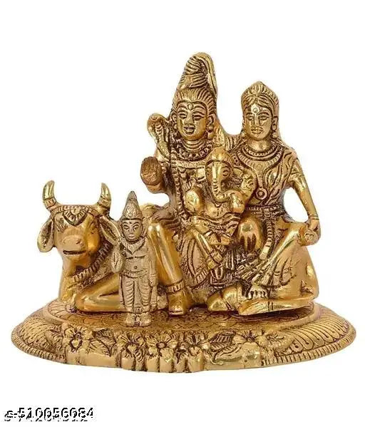 Sai Collection Shiv Pariwar Metal Idols for Mediation Metal Shiv Pariwar Showpiece for home Decor Metal Shiv Metal Shiv Pariwar Murti with Glossy finish unique Metal Sculptures .