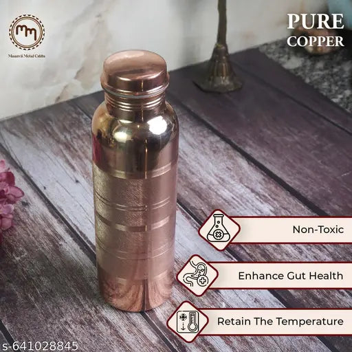 Copper Water Bottle - 34 Oz Extra Large - A Silver Touch Ayurvedic Pure Copper Vessel For Drinking - Drink More Water, Lower Your Sugar Intake And Enjoy The Health Benefits Immediately