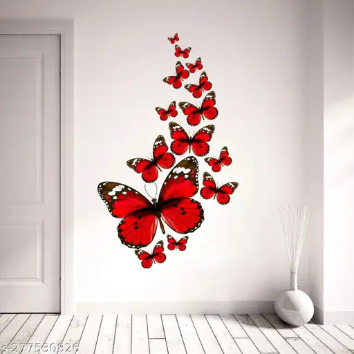 Sticker Aura Butterfly Multicolor Wall Sticker & Murals Size (18X10Inch)