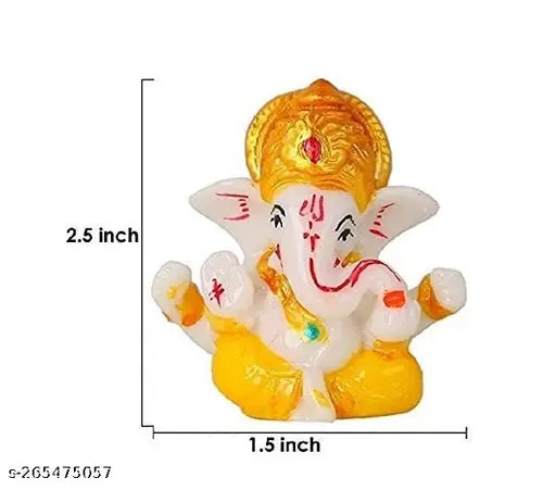 Parul Art & Craft Ganesha Statue for Home Temple Decoration I Ganesh Idol for car Dashboard (YELLOW , ORANGE, WHITE, PINK, PAGDI)