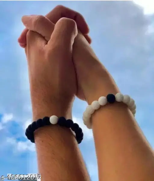 Couple Bracelet Evil Eye Natural Stone Beads Black and White Distance Love Adjustable Bracelet For Women Men Friendship