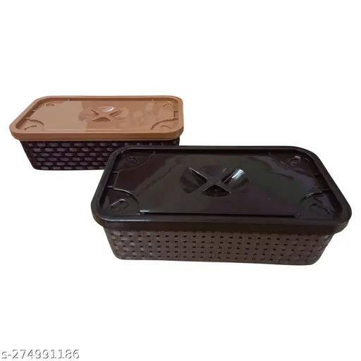 Multipurpose Storage Baskets Organiser for Kitchen | Office | Stationery | Cosmetics | Accessories Baskets Storage Basket  (Pack of 2)(multicolour)