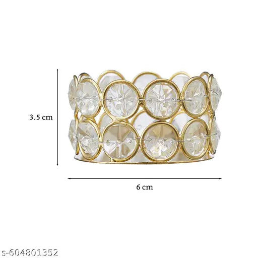 Tea Light Candle Holder For Home Decoration Metal Crystal Candle Holder Tea Light Holder Tea Light Holder for Table Decoration(Pack Of 4).