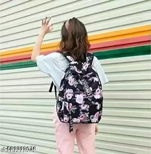 Grey colour Cats printed Backpack for college, school, kinder garden kids & office going girls & women, lightweight bag