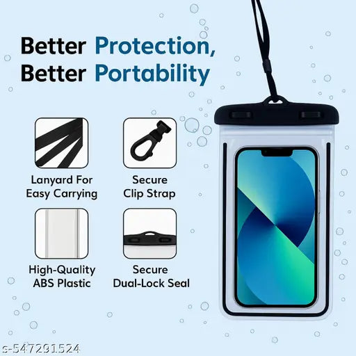 Pack of 4 Waterproof Mobile Pouch Cover – Multicolor | Dust Resistant | Universal Size | With Neck Strap