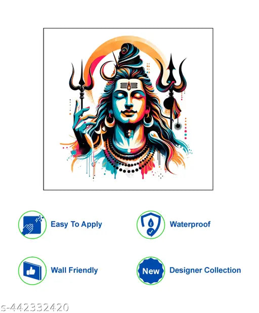 CreativeEdge lord shiva  Wall Sticker For Home Decoration PVC Vinly Multicolor (49CM X 54CM)
