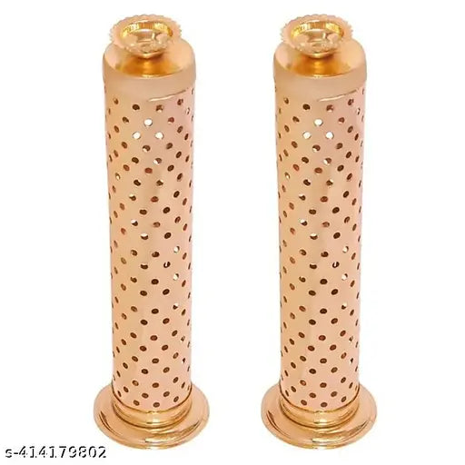 Stainless Steel Incense Stick Holder with Ash Catcher & Dhoop Holder - Ideal for Home, Office, & Temple Use | Agarbatti Stand | Incense Stick Holder | Handcrafted in India (Set of 2, Copper)