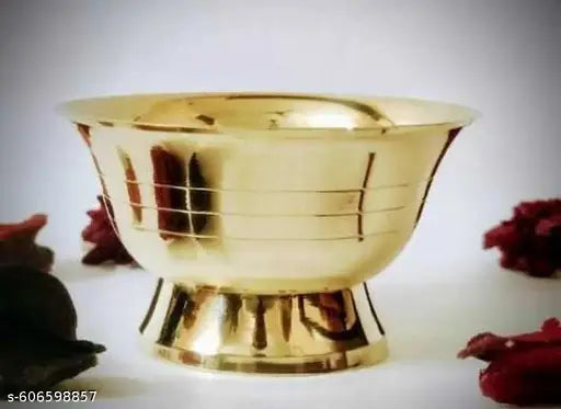Miramayee Brass Storage Bowl Chandan Pyali for Pooja, Roli & Mandir Use, Pure Brass Serving Bowl (Pack of 1, Gold, Antique Finish)
