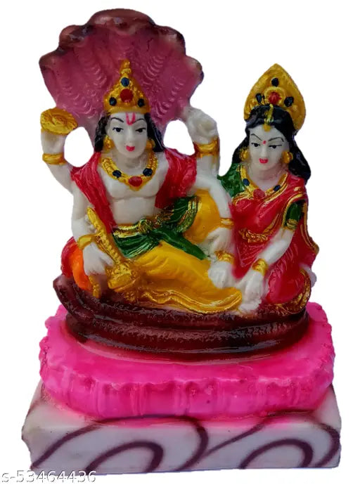 Lord Vishnu & Laxmi God Venkateshwara Idol Handicraft Statue Vishnu Avatar Spiritual Puja Vastu Fegurine - Religious Murti Pooja Gift Item / Temple / Home Decor / office Decorative Showpiece - 12 cm  (Polyresi