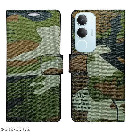 Army Flip Cover for Vivo Y29 5G| Leather Finish|Shock Proof|Magnetic Clouser Compatible with Vivo Y29 5G(Multicolor)