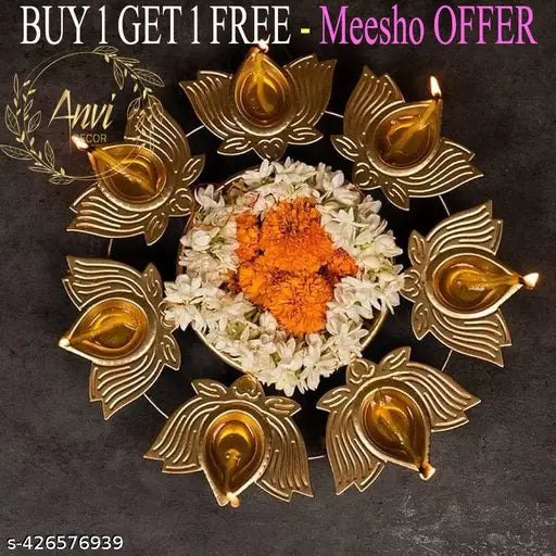 Anvi DECOR Diya Urli Lalten Decorative Metal Diya Traditional Diya Urli Tealight Holder Golden Bowl for Floating Flowers and Tea Light Candles Home,Office and Table Decor Special (Lotus Design) Buy 1 Get 1 Free BEST OFFER