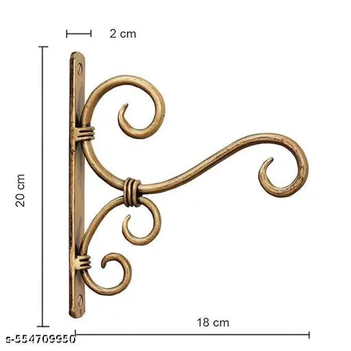 Metal Plant Hanger Wall Hanging Plant Hook for Bird Feeders Planters Lanterns Wind Chimes Hanging Baskets Lights Indoor Balcony (Small, Golden Antique), Pack of 1 (Golden)