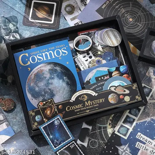 Scrapbooking Supplies Kit, Aesthetic Cosmos Scrapbook Kit for Junk Journal, Stationery, Bullet A6 Grid Notebook DIY Scrapbook Birthday Craft Gift for Teen Girl Kid Women (Cosmos)