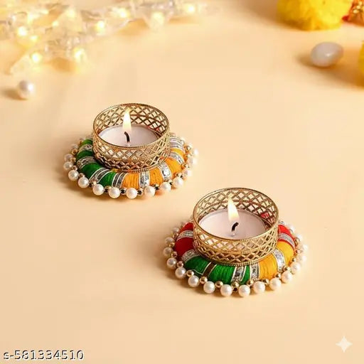 Topcup Ring Candle| ,Diya, Candle | Diya for All Kind of Festival Diwali/Navratri | Colourful Hand Making Puja Candle| Pooja Diya | Home Decoration Candle| 02 Pcs Desiner Candle Candle (Multicolor, Pack of 2) 2 inch