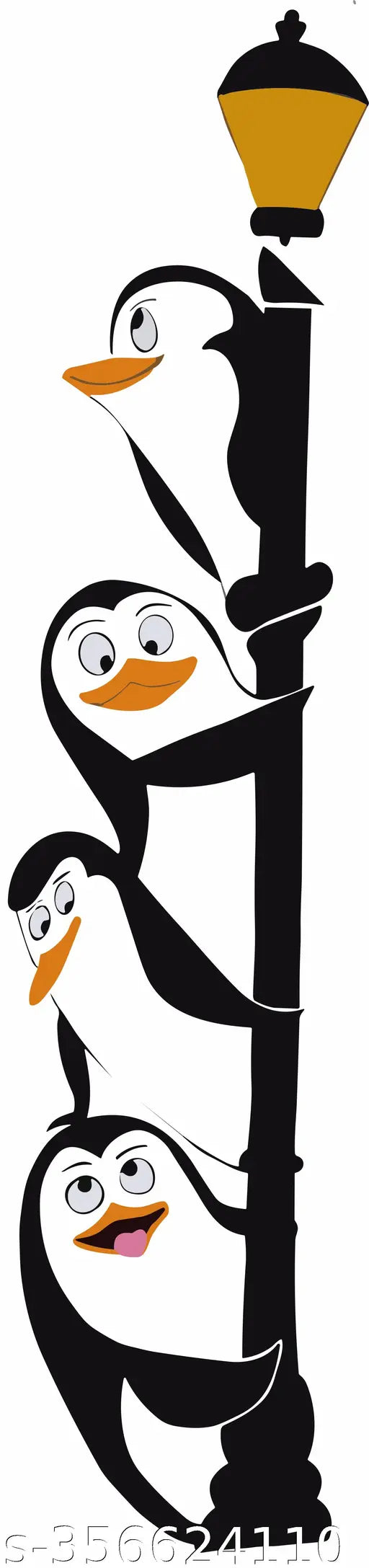 Artistic Impression " Penguins with Lamp " Multi color Vinly Wall Stickers