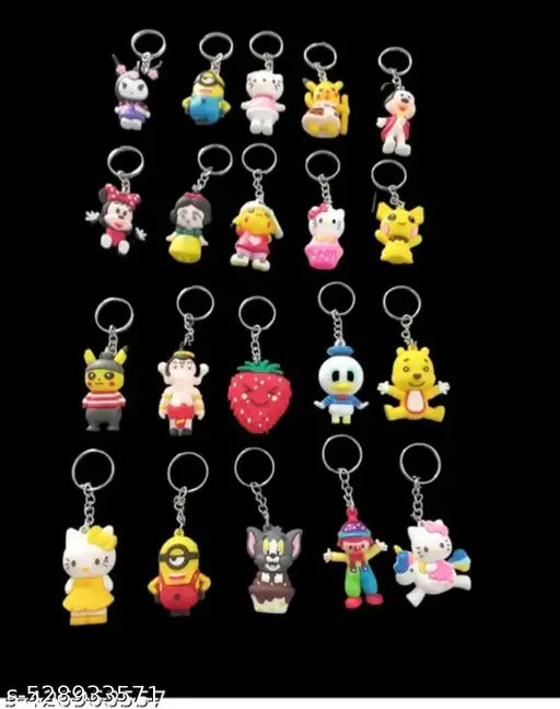 pack of 24Each keychain boasts a unique and lively cartoon character, turning your keys or bags into a playful canvas of colorr and charm. Select the one that resonates with your style and mood.