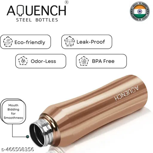 AQUENCH best selling Stainless Steel Fridge Water Bottle With Steel Sipper Cap Flow 1000 ml Bottle
