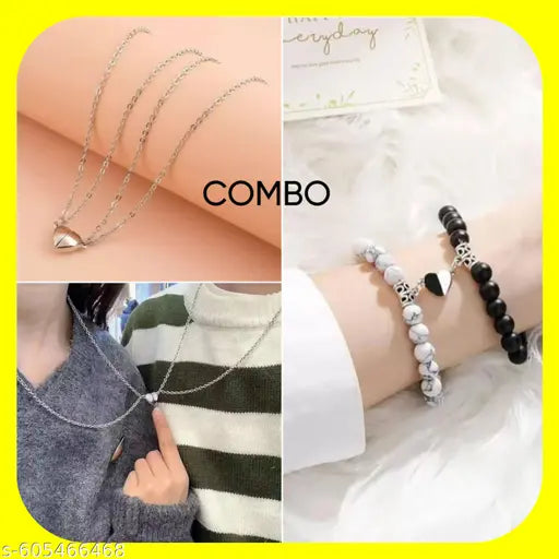 Combo Offer latest Couple Magnet Heart Attraction Lockets | Women Pendants | Men Lockets | Magnetic Attraction Bracelets