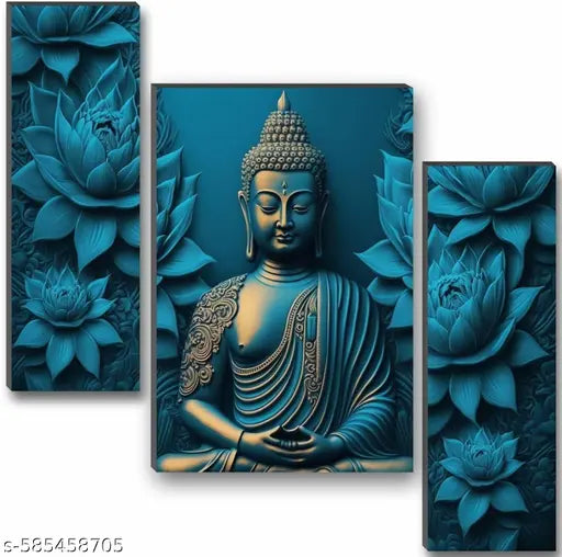 Set Of 1 Lord Buddha Modern Art Wall Painting For Living Room 12 x 18 inch