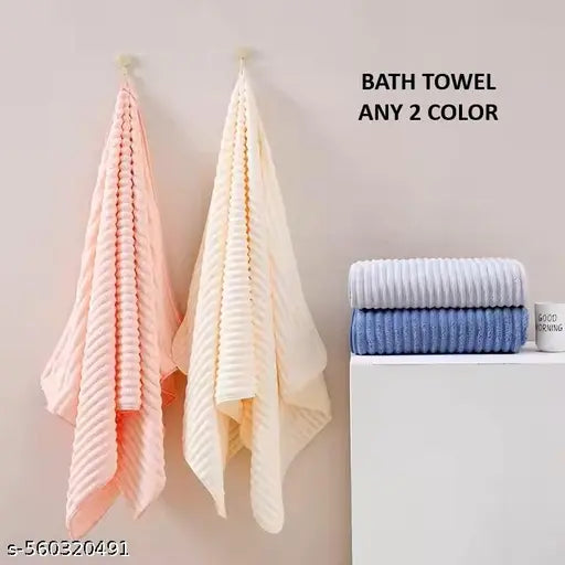 Microfiber Bath Towel (Pack of 2) ANY 2 COLORS– Ultra-Soft, Highly Absorbent & Quick-Dry – Solid Textured Design (72x142 cm) – Premium Quality for Men & Women by Cotton Bolls Textiles