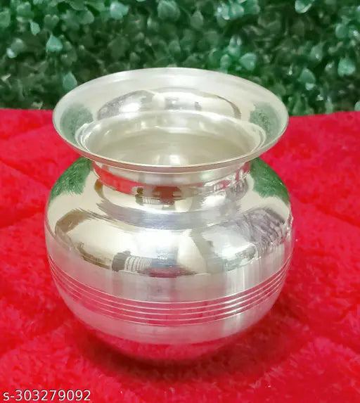 Luckypot German Silver 8Pcs Pooja Thali Set For Pooja/Decor Size : 6 Inches Weight : 620 Grams
