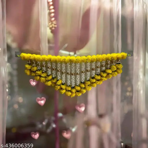 Festive Home Decor Artificial Marigold & Jasmine Flower Toran with Golden Bead Detailing door hanging bandharwal mala wedding festival party deco 1pcs