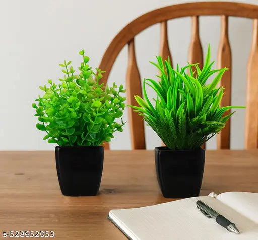 Elencraft® Artificial Plant With Pot For Indoor And Outdoor Decoration, Artificial Plant For Home Décor, Fake Plant For Home, Office, Living Room Decoration, Greenery Artificial Plant For Gift Item For Room Decoration (Pack Of 2)