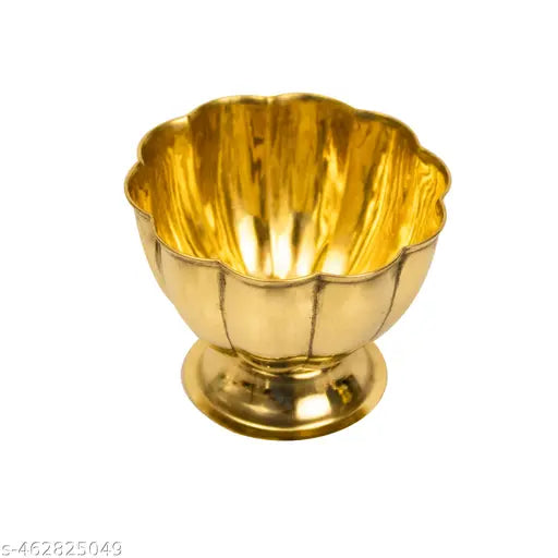 Putrika  Brass Chandhan | Kumkum | Turmeric | Sandal | Haldi | Bowl | Pooja | Puja | Holder | Roli | Stand | Multipurpose for Temple Home - Lotus Chandhan Bowl (4)