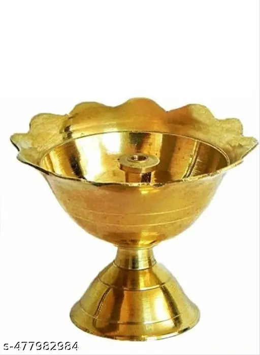 Pure Brass Devdas Deep Diya Puja Brass Oil Lamp Diwali Decoration Size- - Set of - 2 PCS (3.5 x 3.4 CM) 3 Inch