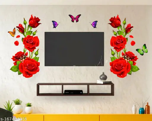 Design Zoo™ Roses & Butterflies Wall Sticker
