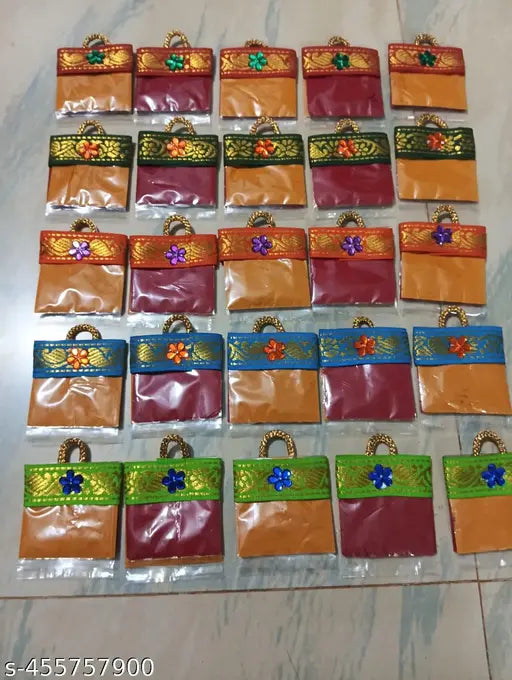 haldi kumkum with multi color hand bag (40 nos)
