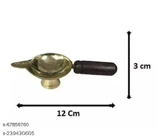 Combo of Copper (3 No Regular Size) Kalash Lota with (2 No Small Size) Akhand Laxmi Deepak Pital Diya with Wooden Grip for Puja Purpose