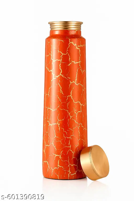 Vague Venture Pure Copper Water Bottle 1000ml – Red Flame Crack Design, Ayurvedic Health Benefits, Leak-Proof & Eco-Friendly Flask"