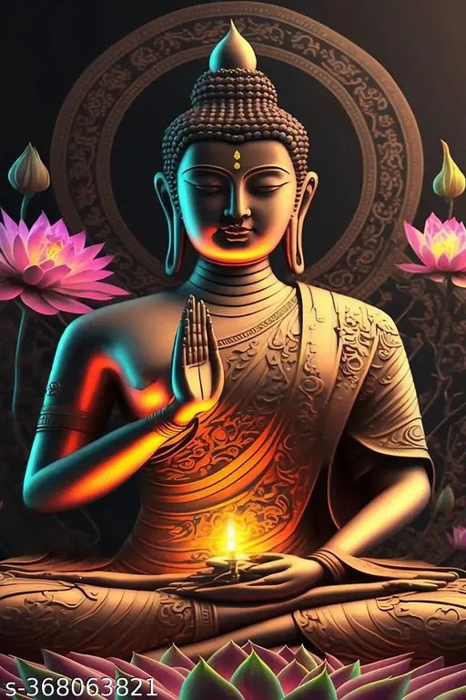 DK RAM Lord Buddha Hindu Religious Poster for Home office Gym Hotel Wall Decor (Size 12x18 Inch)